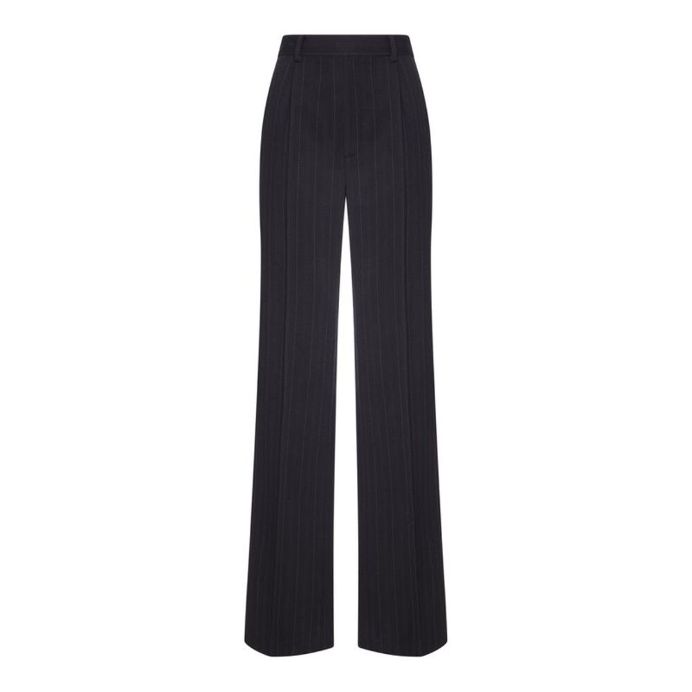 Saint Laurent Women Pinstriped Crêpe Tailored Trousers